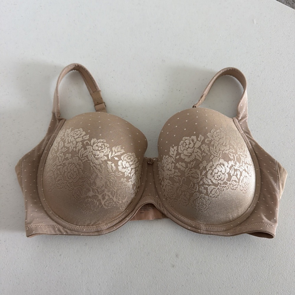 Soma Bra 38DD Stunning Support Full Coverage Bra Lace Tan Nude Beige